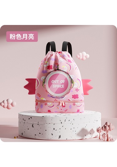 Aurora Çocuk Kuru Ve Islak Ayırma Karikatür Plaj Sırtçantasısu Geçtirmez Sırtçantasıpembeay Pembe