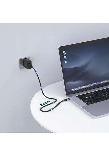 Qgeem Qg04 Dijital Led Göstergeli Type-c To Type-c Pd 40g 8k 60hz Data Kablosu 240w 1m Siyah