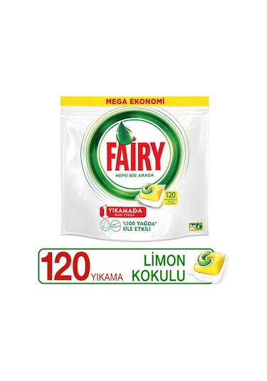 Fairy Hepsi Bir Arada Limon Kokulu Bulaşık Makinesi Kapsülü 120 Tablet