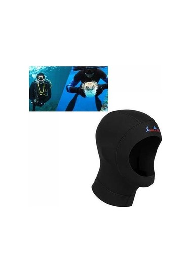 Dm Dive & Sail Wetsuits Sörf Neopren Dalış Başlığı 3mm Önlük L 57-59cm Sıcak Dalış Siyah