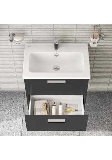 Vitra Mia 75102 Antrasit Banyo Dolabı Set 60 Cm Çok Renkli