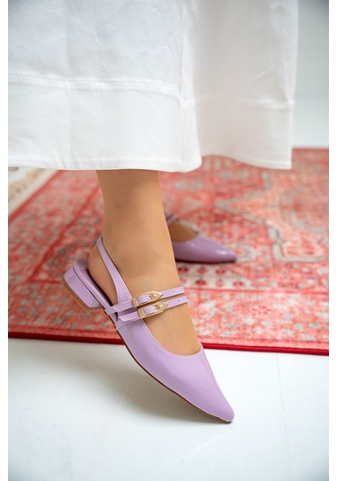 Holly Çift Toka Detaylı Babet Lila