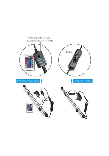 Silkroadselect Longbangdian Shop 19cm Beyaz Stil Rgb Led Bar Işık Su Geçirmez Balık Tankı Işık Cm Sualtı Akvaryum Lambası Akvaryumlar Dekorasyon Aydınlatma 220v Ab Güç Renkli