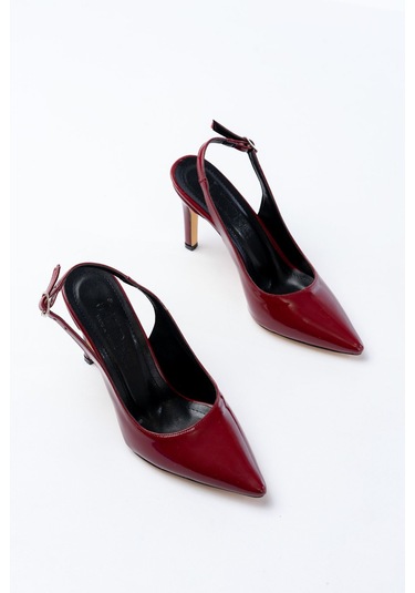 St-1153 Bordo Rugan Günlük Arkası Açık 9 Cm Topuklu Kadın Aya... Bordo