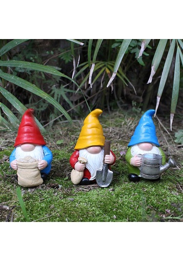 Yunboo Sentez Reçine Cüceler, El Yapımı Bahçe Dekorasyonu, Su Geçirmez Bahçe Ve Balkon Ornamenti, 3 Adet Set