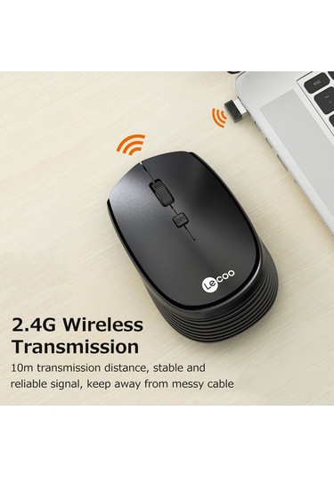 Lenovo Lecoo Ws202 2.4ghz Kablosuz Fare Ergonomik Hafif Ofis Faresi 3 Ayarlanabilir Dpı Geniş Uyumluluk Siyah Ws202