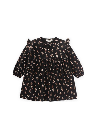 Desenli Mevsimlik Elbise 1-7 Yaş Siyah Siyah