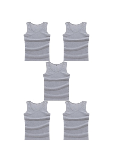 5 Adet Erkek Büyük Beden Battal Boy 105 Kilo - 205 Kilo Arası İçin Uygun Redzone Klasik Pamuk Atlet Gri