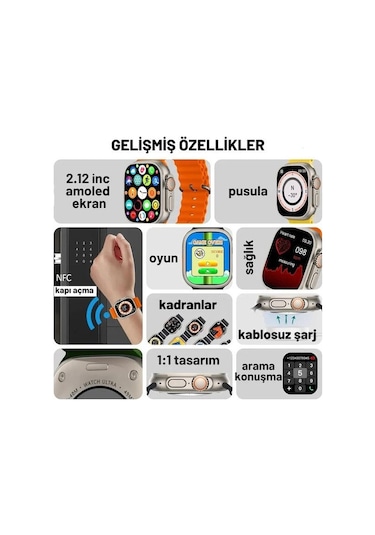 Obrax Watch 8 2023 HK9 Pro Max Amoled Ekran Akıllı   Saat İthalatçı Garantili