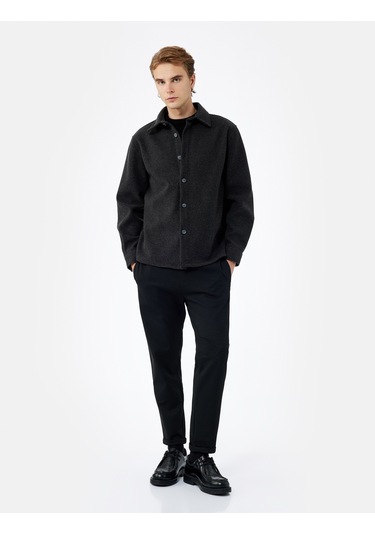 Koton Straight Fit Pike Kumaş Cep Detaylı Rahat Kesim Beli Bağcıklı Pantolon Siyah 6wam40006hk Siyah