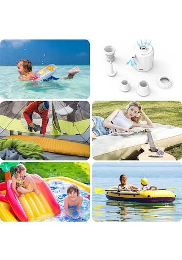 Vkemall Küçük Dış Mekan Hava Pompa, 3.5 Kpa Basınç, 180l/dk Akış, 400 Lümens Işık, Sos Modu, 1600mah Pil