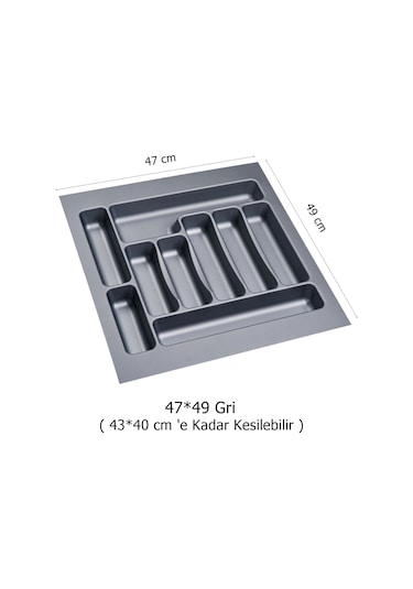 Çekmece İçi Kaşıklık 47 x 49 Cm Mutfak Çekmece Düzenleyici Gri