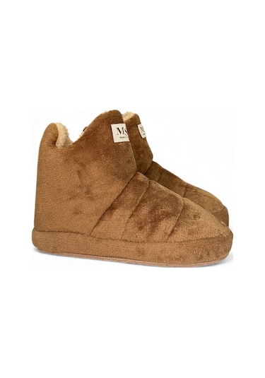 Wordex Eb080 Kadın Peluş Kışlık Panduf Ev Botu Ev Ayakkabısı Taba