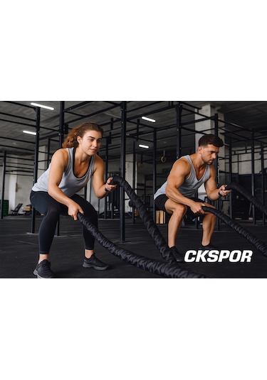 Ckspor Dayanıklı Kılıflı Antrenman Halatı 10 Metre 36 Mm Battle Rope Crossfit Dayanıklılık Güç Antrenmanı