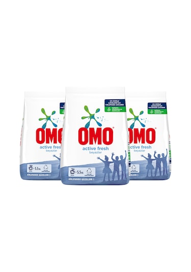 Omo Toz Çamaşır Deterjanı Active Fresh Beyazlar İçin 3 x 5.5 KG