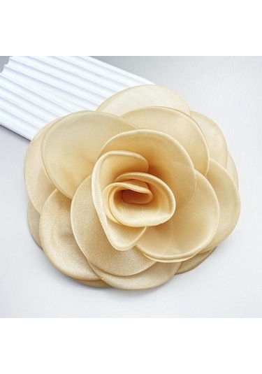 Novahub Tatlı Romantik Gül Broş Moda 3d Çiçek Saç Tokası Yeni Kumaş Gül Çiçeği Pin-up Broş Haki Haki