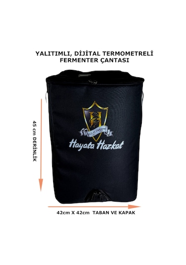 Hazkat Fermenter Soğutma Çantası Termometre Hediyeli Siyah