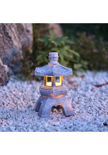 Moveevo Solar Enerji İle Çin Zen Stili Bahçe Aydınlatması - Serinleyici Manzaralı Taş Kule Dekoratif Lamba