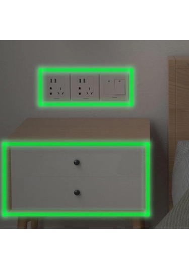 Dianziye Yeşil Işıklı Dekoratif Bant, 3m X 1cm, Tek Paket, Gece Görünürlüğü Sağlar Yeşil