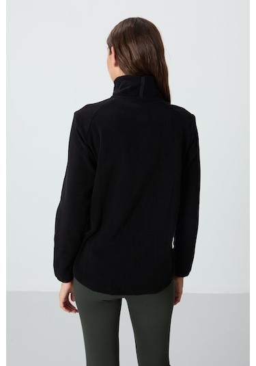 Rahat Form Dik Yaka 2li Paket Siyah-koyu Bej Kadın Polar Sweatshirt - 97173 Siyah - Bej - Kahverengi