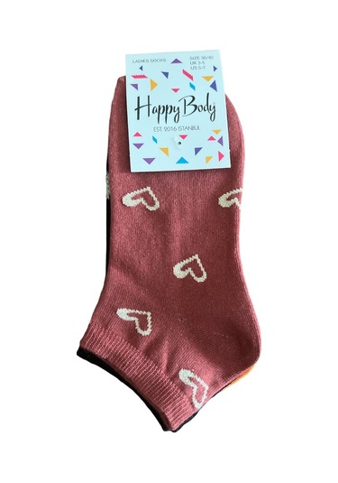Happy Body Çorap (ART.23350) Penye 3 Çift Bayan Patik Simli Çok Renkli