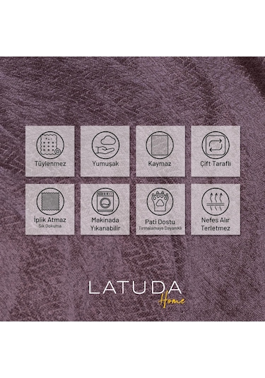 Jakarlı Şönil Koltuk Örtüsü Çekyat Örtüsü Koltuk Şalı 110x175 2 Ad. Kaymaz Gül Kurusu Gül Kurusu