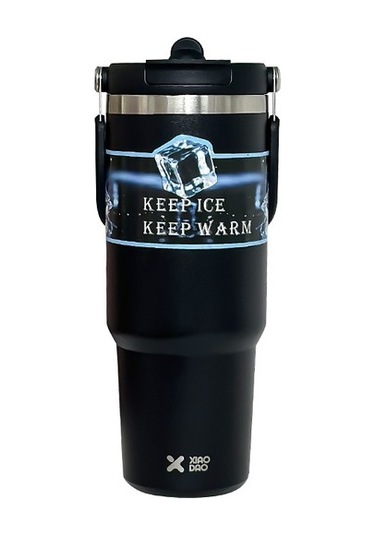 Miss Play Big Mac 304 Büyük Kapasiteli Yüksek Görünümlü Hasır Termos Bardak Axxapı Beyaz - Siyah