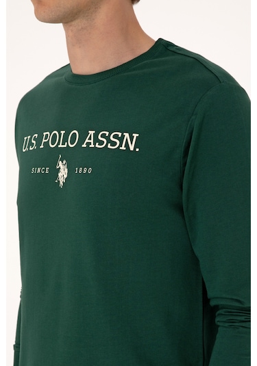 U.S. Polo Assn. Erkek Regular Fit Bisiklet Yaka Koyu Yeşil İnce Basic Sweatshirt 50313743-VR079 U.S. Polo Assn. Erkek Regular Fit Bisiklet Yaka Koyu Yeşil İnce Basic Sweatshirt 50313743-VR079