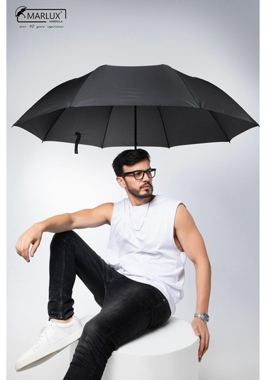 8 Telli Büyük Boy Manuel Protokol Kamp Ve Plaj Şemsiyesi Siyah Demir Ayaklı Askılı Taşıma Çan Siyah