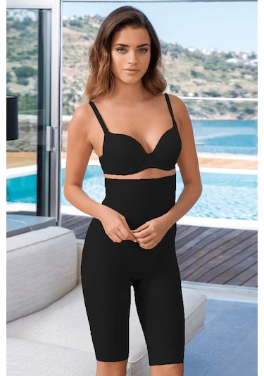 Yeni İnci S229 Dikişsiz Çift Kat Tam Mideli Kadın Korse Sıyah