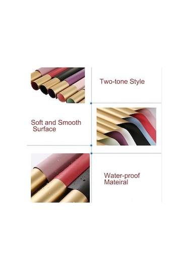 Ulzyvf 20 Adet Su Geçirmez Çiçek Paket Kağıdı - Çift Renk Altın Desenli Hediye Ambalajı Diğer