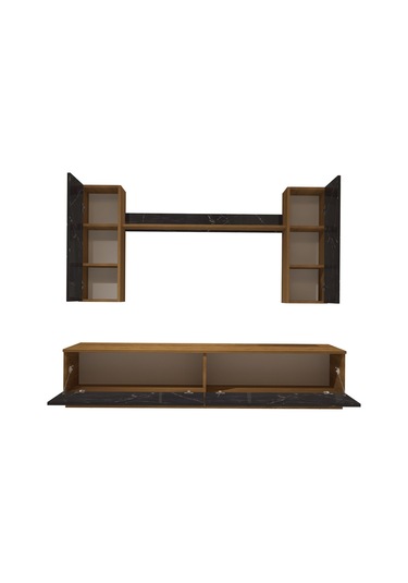 Decoraktiv Eko 5db Mdf Std Tv Ünitesi Tv Sehpası Pera - Siyah Mermer