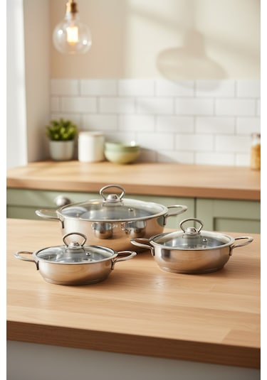 Bernardo Meyra 6 Parça Çelik Sahan Seti 16-18-20 Cm Siyah