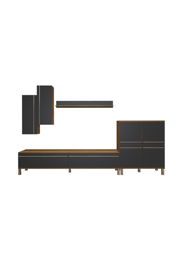 Decoraktiv Eko 6 Mdf Std Krom Ayaklı Tv Ünitesi Tv Sehpası Pera - Antrasit