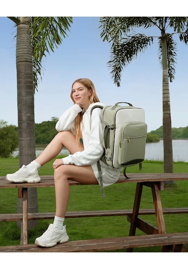 Arion Ybh111 Çok Fonksiyonlu 17" Laptop Seyahat Sırt Çantası 4 Parça Çanta Seti Yeşil