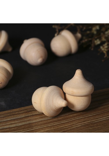 Qingmipy 10 Adet Meşe Palamudu Şekilli Ahşap Bebekler - Dıy Boyama Ve Dekorasyon İçin El Yapımı Ev Ve Parti Süsleri Diğer