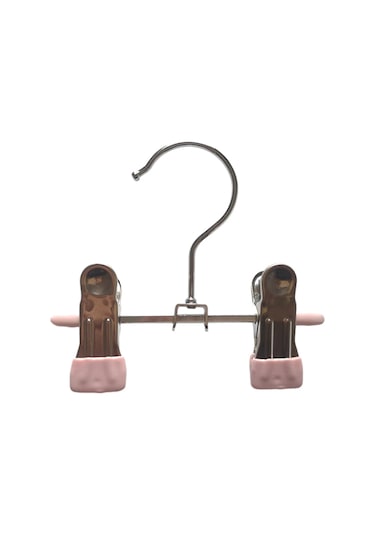 Pembe-paslanmaz Çelik Pantolon Raf Klipsi Metal Kaymaz Clothespin Gardırop Pantolon Kelepçe Elbise Askısı