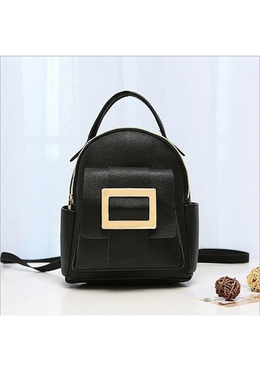 Bayan Sırt Çantası Moda Renk Bloğu Mobil Madeni Para Kesesi Mini Sırt Çantası Black Siyah