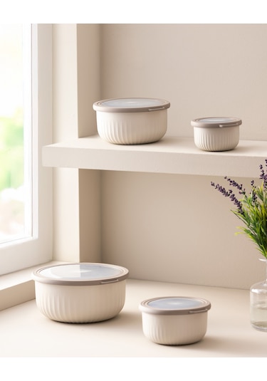 Madame Coco Lucca 4'lü Saklama Kabı Seti - Bej 8684427125014 Ekru