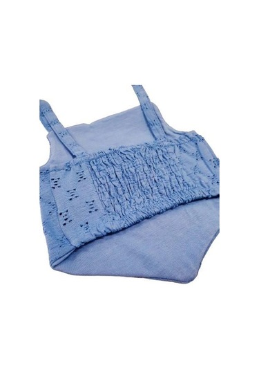 Fistolu Kız Çocuk Crop Mavı Mavi