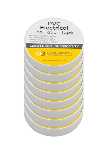 Günsan Beyaz Elektrik İzolasyon Bandı 10 Adet
