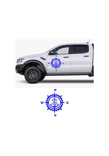 30 X 30 cm - Gemi Çapası Pusula Off Road Karavan Sticker