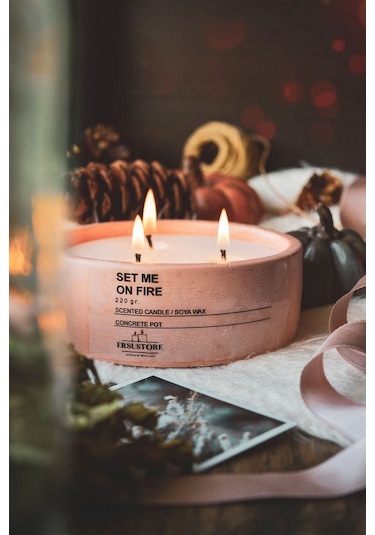 Ersu Store Büyük Boy Kokulu Mum, Beton Saksılı Dekoratif Vegan Mu