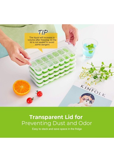 Neevoyu 4'lü Silikon Buzluk Seti, Kapaklı, Hızlı Buz Hazırlama, Pratik Kullanım, Pp+tpe Malzeme, Yaz İçecekleri İçin Çok Renkli