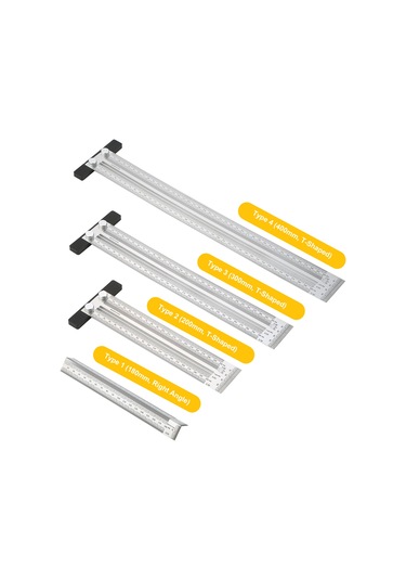 Honmex Stahl Çizim Cetveli, T-tipi Ahşapçı Aleti, 300mm Ölçü Ve Çizim Fonksiyonu