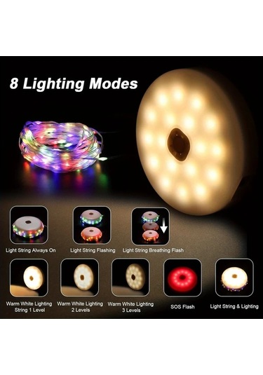 Willowhaven Outdoor Su Geceirmez Taşınabilir Katlanabilir String Işık Warm White 42ft 8 Aydınlatma Modu