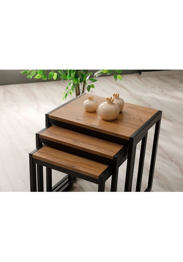 Sehpol Üçlü Zigon Sehpa 50x40x52/45x40x46/40x40x40 Antrasit