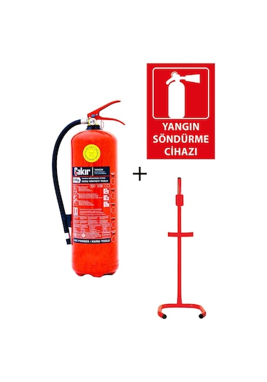 Çakır Yangın Tüpü 6 KG +Yangın Tüpü Levhası ve C Tipi Sehpa 3'lü Set