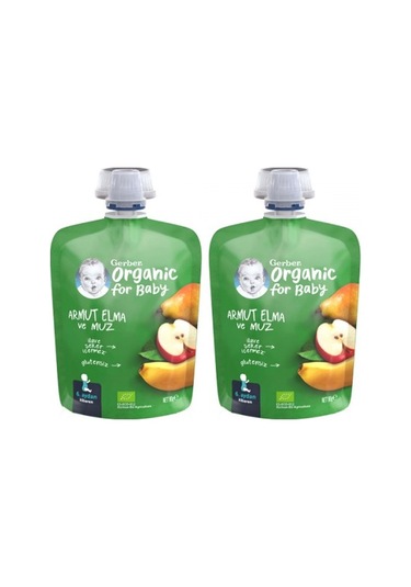 Gerber Organik Elmalı ve Muzlu Armut Püresi 2 x 90 G