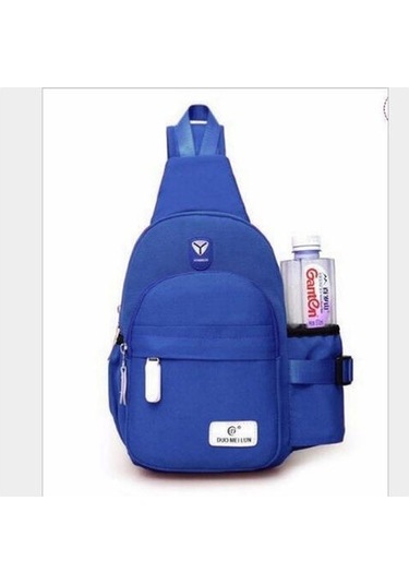 Xinh Kadın Erkek Moda Tuval Çanta Spor Bel Çantası / Göğüs Çantası Usb Şarj Crossbody Omuz Çantası Mavi Mavi